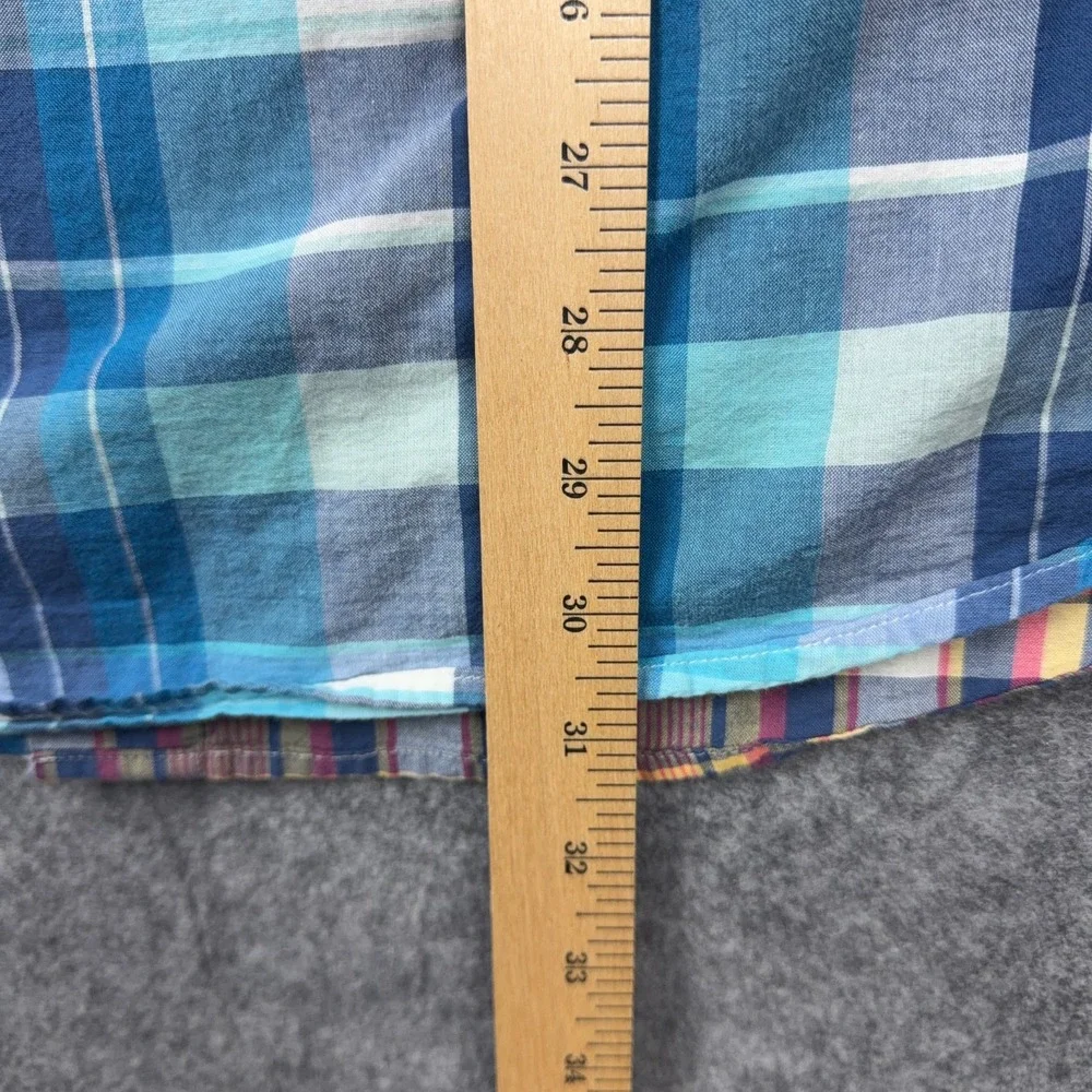 Brooks Brothers Shirt Mens XXL Blue Red Plaid Patchwork Short Sleeve Button Down - Picture 9 of 11